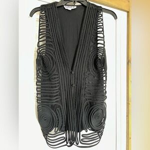 Nina K Black Lightweight Open-Front Knit Vest